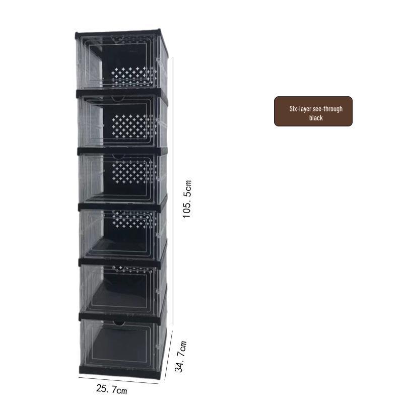 Прозрачный складной пластиковый ящик для хранения обуви с полкой