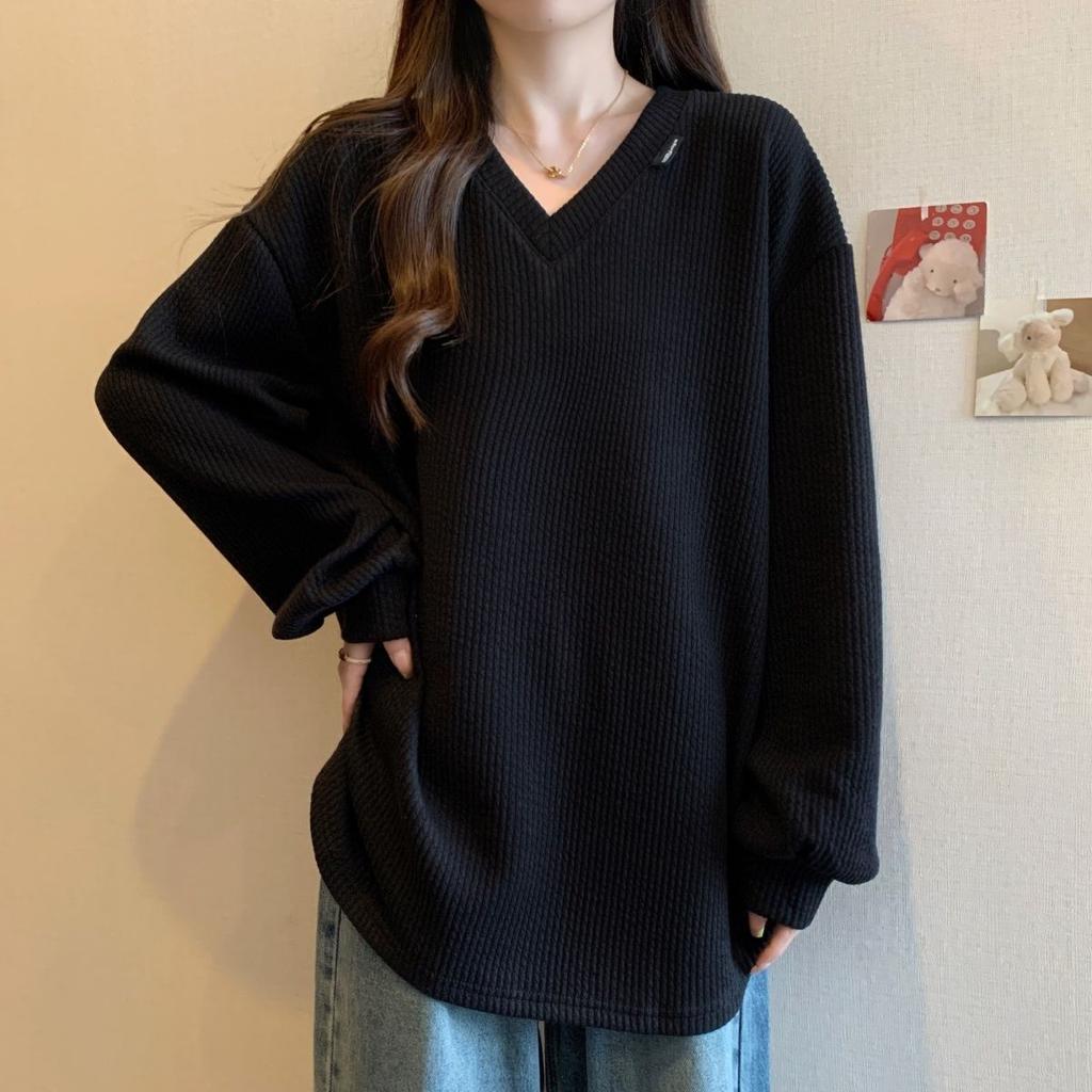 Women Clothes Trend Loose All-match Youth T-Shirts Spring Autumn Long Sleeve Solid Simplicity Street Casual Tops Fashion Vintage