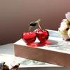 1pc Crystal Cherry Statue Glass Fruit Collection Craft For Living Room Bedroom Table Decoration For Family Parties Christmas Thanksgiving Festival Gif