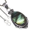 Pendant Shiney Labradorite Gemstone Valentine'Day Gift Silver Jewelry 2.75"