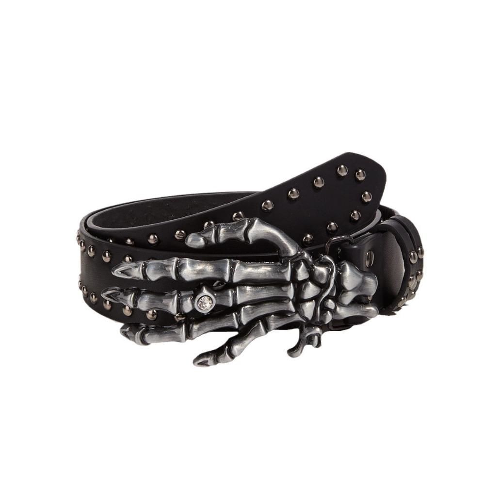 Casual Rivet Belts Versatile Snap on Waist Belt Fashion Skull Belt  Unisex