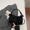 Casual Suede Leather Crossbody Bag Magnetic Closure Wrinkle Texture Shoulder Bag Soft Handle Commuting Bag Women
