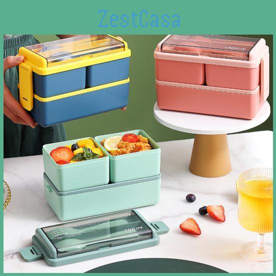 Lunch Easy Box Design Compartment Carrying Double Layer Microwave Safe Japanese Style Students Bento Box