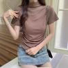 Women's Slim-Fit Half-High Neck Short-Sleeve T-Shirt - Summer 2025 Trendy Base Layer