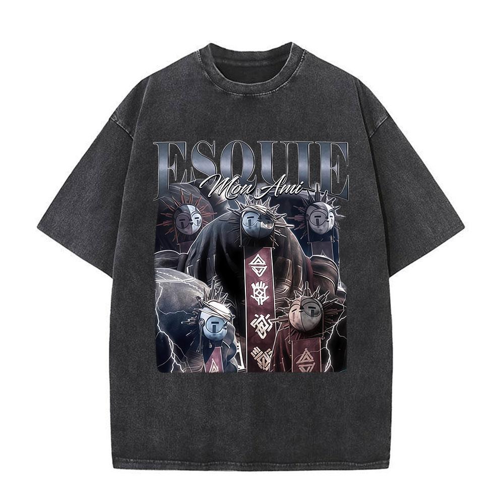 Esquie Game Clair Obscur Expedition Washed T Shirts Men Women Clothing Fashion Retro Oversized ONeck Short Sleeve Tshirts