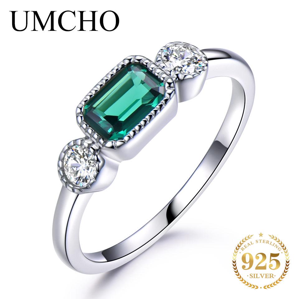 Umcho Кольцо из стерлингового серебра 925 пробы с нано-изумрудом, юбилей, день рождения, День святого Валентина, ювелирные изделия, подарки для женщин, жены и девочек