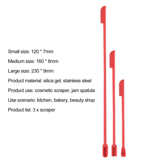 3Pcs/Set Jam Spatula Double Head Design Scraping Flexible Mini Reusable Deep Bottle Scraper for Bakery