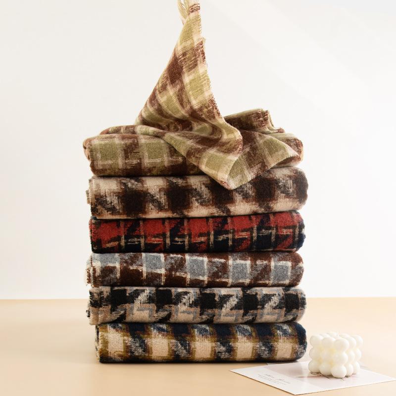 Houndstooth Scarf, Women's Commuting Cold Neck Scarf, Fashionable Light Luxury, Warm Shawl