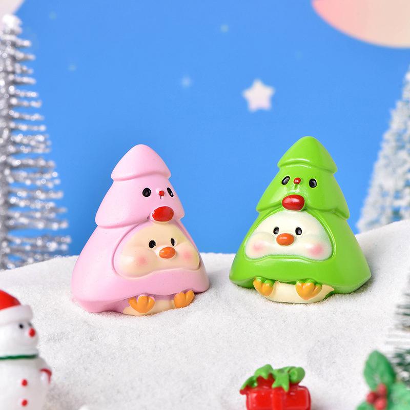 Mini Christmas Snowman Santa Hat Cartoon Animals Micro Landscaping Ornaments Resin Car Ornaments Christmas Decoration Gifts