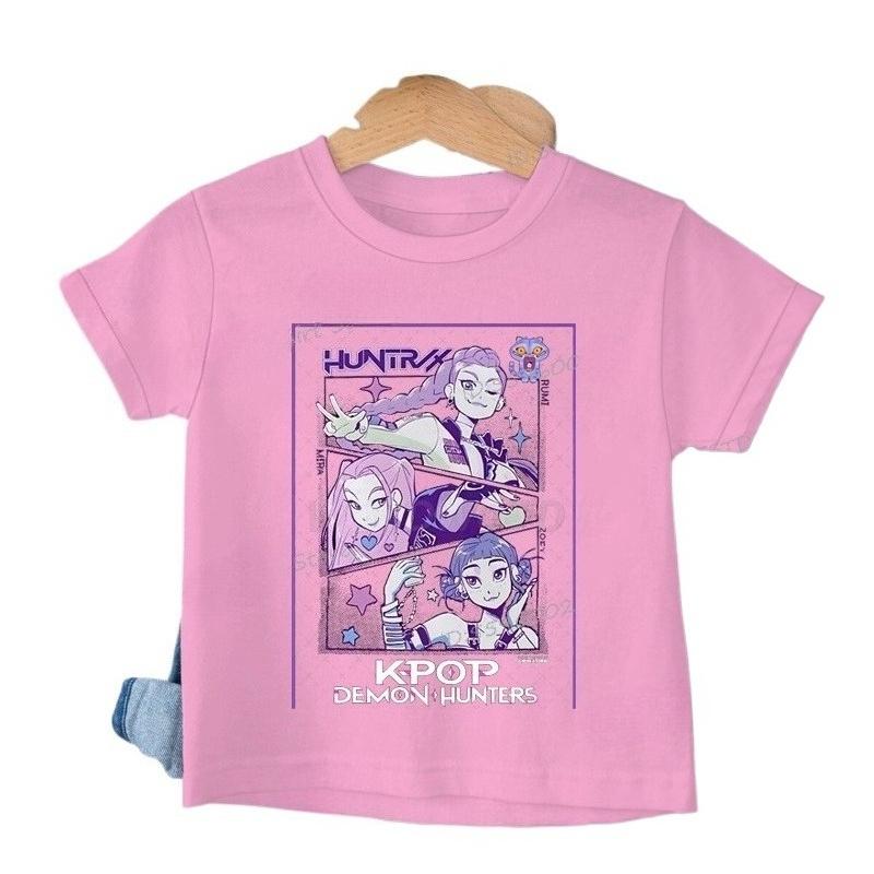 Baby Girl Boy Clothes KPop Demon Hunters Cartoon Print Cool Kids Tee Harajuku TopMovie Fans Gift Summer Tshirt Tops