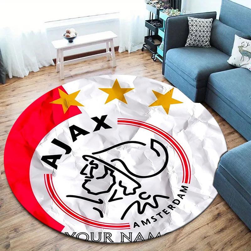 AFC Ajax Custom Name Round Area Rug,Carpet Rug for Living Room Bedroom Sofa Playroom Decor,Non-slip Floor Mat