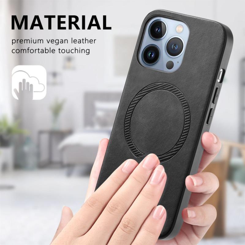 Чехол для iPhone 16 Pro Max Luxury Business Leather Panel для беспроводной магнитной зарядки Magsafe Противоударный чехол для iPhone 16pro 16 Plus