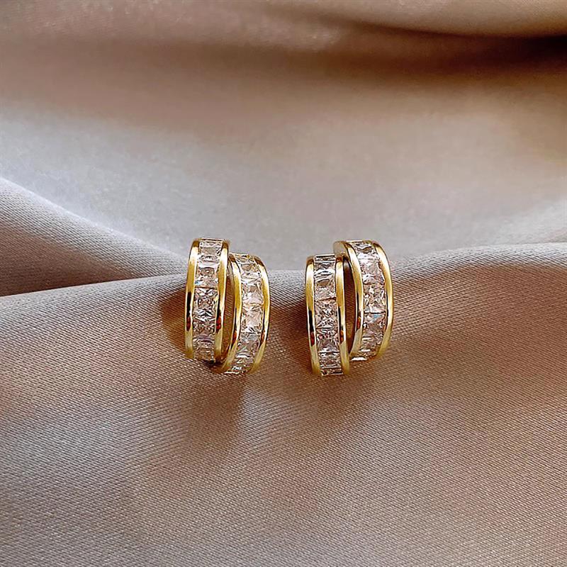 Xiaomi Huitan Women Stud Earring Inlaid Sparkling Cubic Zirconia Luxury Accessories for Wedding Party Versatile Charming Lady Jewelry