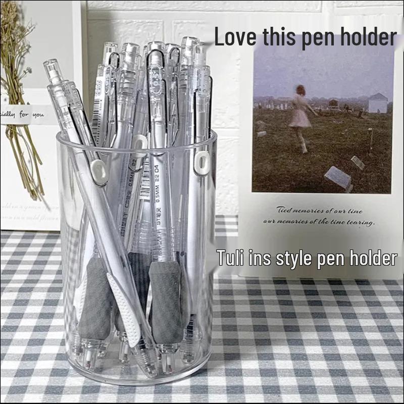 Transparent Acrylic Pen Holder - Children's Multifunctional Desktop Stationery Organizer, Simple Ins Muji Style