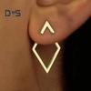 1 пара женских геометрических серег в форме ромба, гипоаллергенные, легкие, минималистичные, массивные серьги, полые, квадратные спереди и сзади, металлические серьги-гвоздики, ювелирные изделия