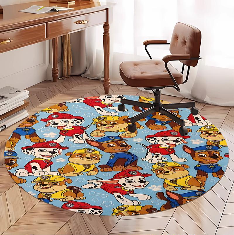 PAW Patrol Pattern Round Rug, Indoor/Outdoor Mat, for Picnic, Gameroom, Bedroom, Office, Living Room, Home Decor Carpet, Birthday Gift