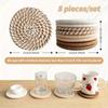 8Pcs Drink Coasters with Holder Absorbent Coasters for Drinks Woven Coaster Set Home Decoration