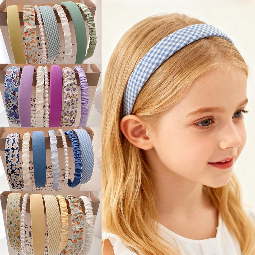 5/7Pcs Anti-slip Floral Plaid Hairband Sweet Cute Ladies Hair Accessories Use for Face Washing