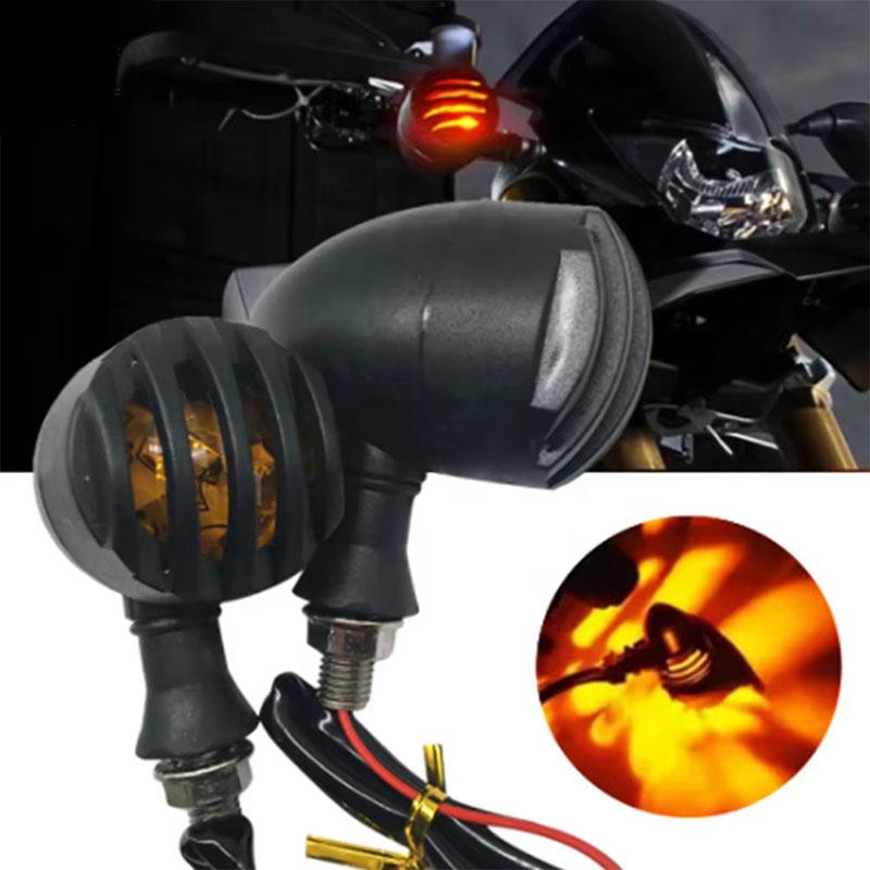 12V Turn Signal Light Bullet Vintage Motorcycle flashing Light LED Sequential Flowing Flashing Lamp For Yamaha Suzuki 2Pcs
