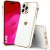 Silicone Case - Luxury - for iPhone 15 Pro - Shockproof - Heart Pattern - Screen Protector