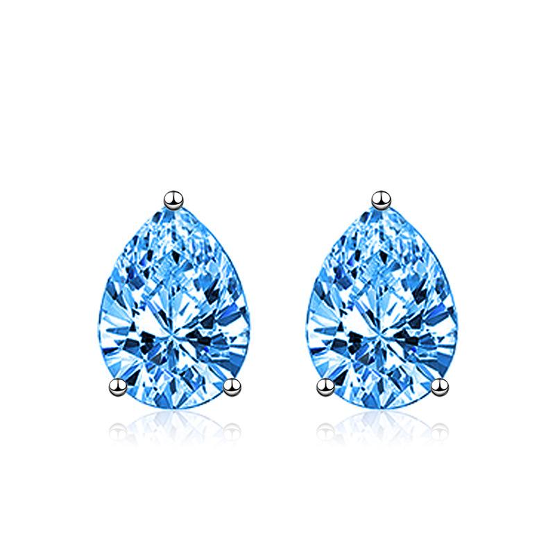 SACE GEMS Copper Alloy Zircon Pear Shaped Cut Water Drop Earrings Female Color Treasure Earrings Yellow Pink Earrings