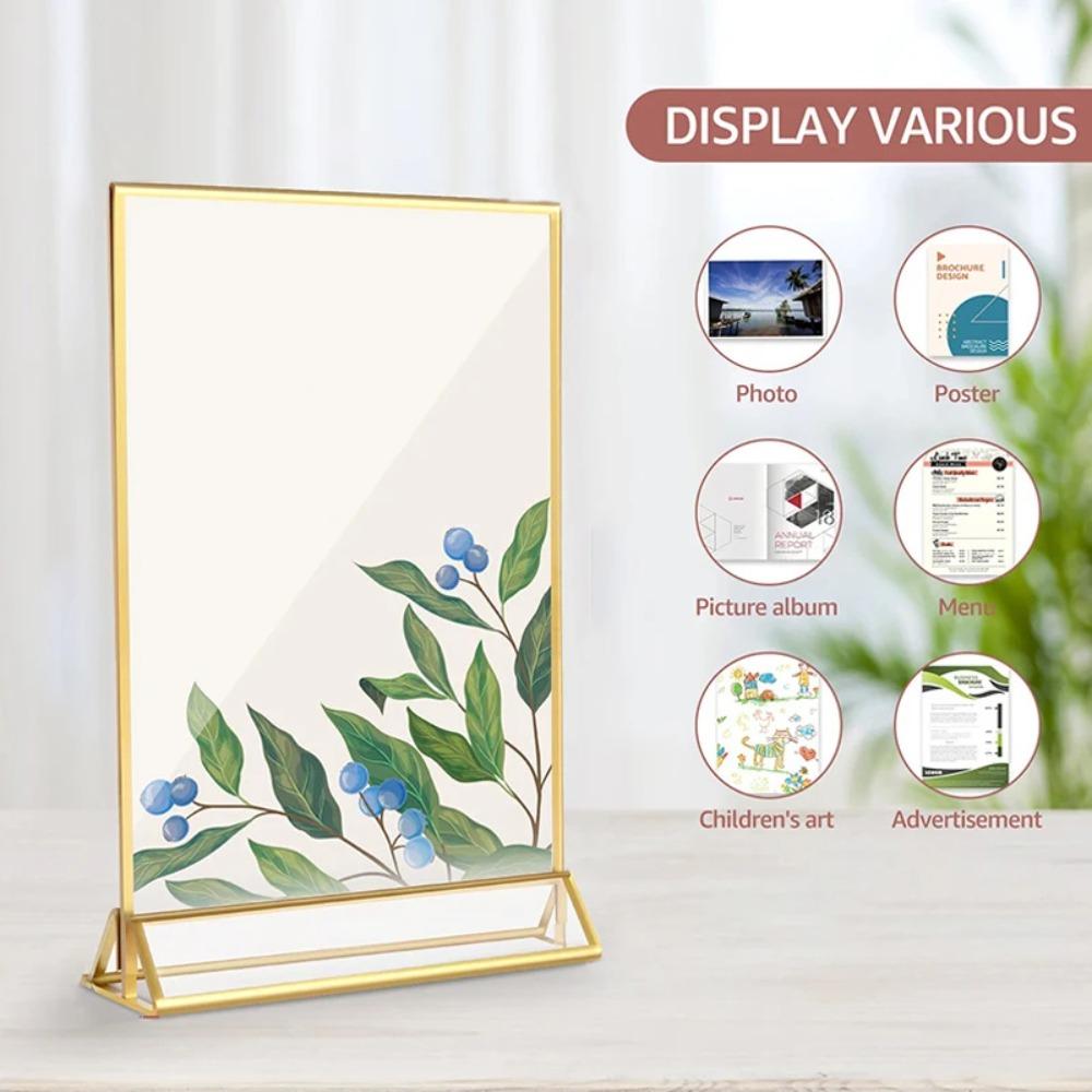with Base Acrylic Golden Sign Holder DIY Table Cards Picture Frame Menu Card Rack Bridal Shower