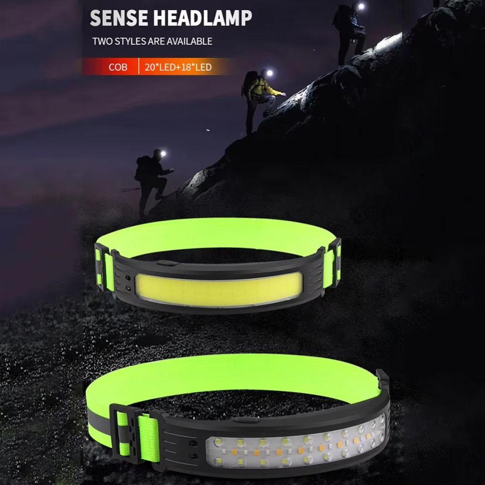 Waterproof COB LED Headlamp Powerful Wave Sensor LED Headlight USB Rechargeable Head Lamp Hiking