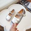 Little Girl Leather Shoes Classic Simple Kid Princess Ballet Shoes Silver Patchwork Children Fashion Causal Flat Shoes Versatile