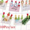 10Pcs/set Christmas Santa Claus Wood Clips Mini Wooden Clothes Photo Paper Pin Clothespin Craft Clip