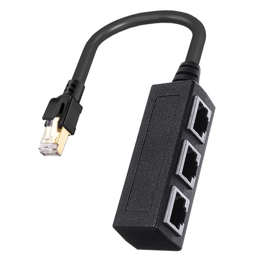 Сплиттер Ethernet Cat8 Скорость 2000 МГц RJ45 40 Гбит/с Высокий 1 штекер на 3 гнезда