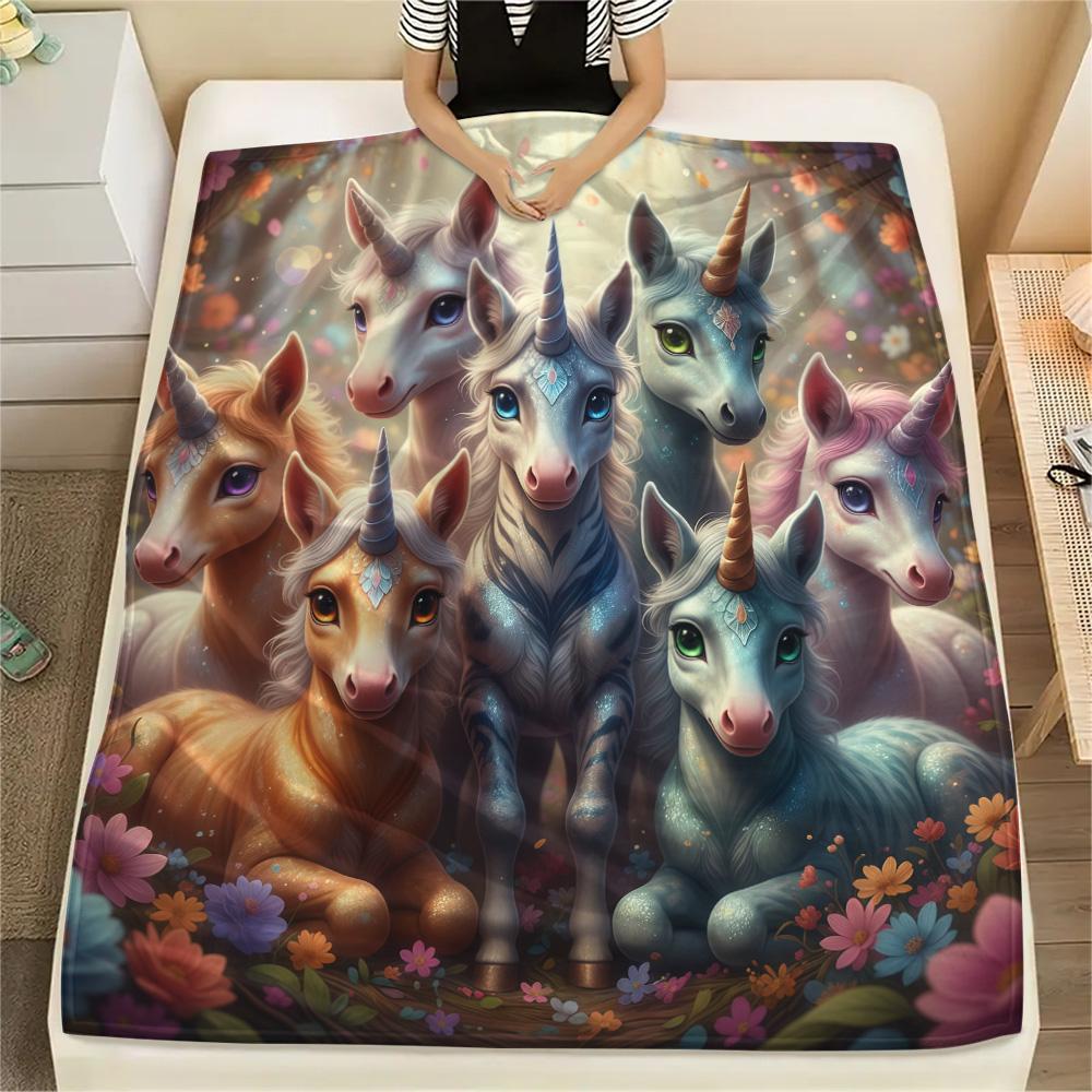 1PC Animals Print Flannel Blanket, High quality Comfortable for All Seasons, Home Decor, Warmth and Comfort