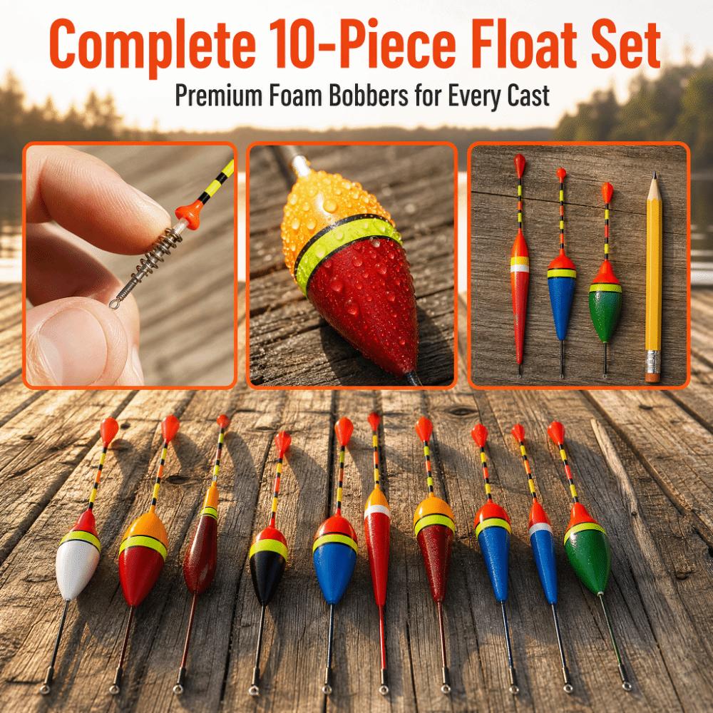 10PCS Oval-shaped Fishing Float Foam Fishing Slip Float Portable Fishing Bobber  Trout Fishing