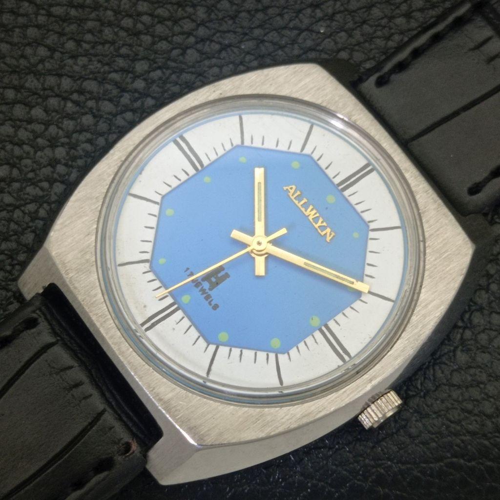 ALLWYN МЕХАНИЧЕСКИЕ С РУЧНЫМ ЗАВОДОМ 6300A ВИНТАЖНЫЕ ИНДИЯ МУЖСКИЕ ЧАСЫ С СИНИМ ЦИФЕРБЛАТОМ a703946-1