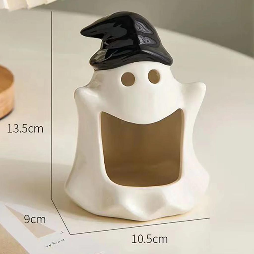 Ceramic Halloween Ghost Candle Holder Cute Rabbit Figurine Scented Candle Holder Home Table Candlestick Decorative Ornaments