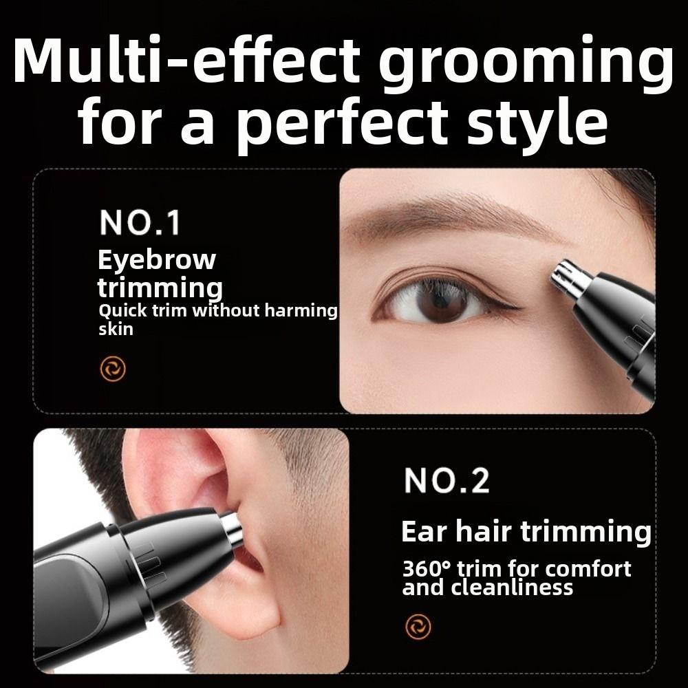 Rotary Cutter Head Electric Nose Hair Trimmer LED Digital Display Eyebrow Trimmer Unisex