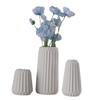Белый скандинавский декоративный набор из 3 ваз с вертикальной полосой