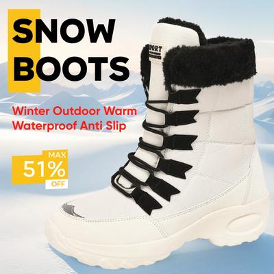 Женские зимние ботинки из хлопка, зимние теплые ботинки на толстой подошве со шнуровкой, удобные плюшевые водонепроницаемые нескользящие повседневные зимние ботинки