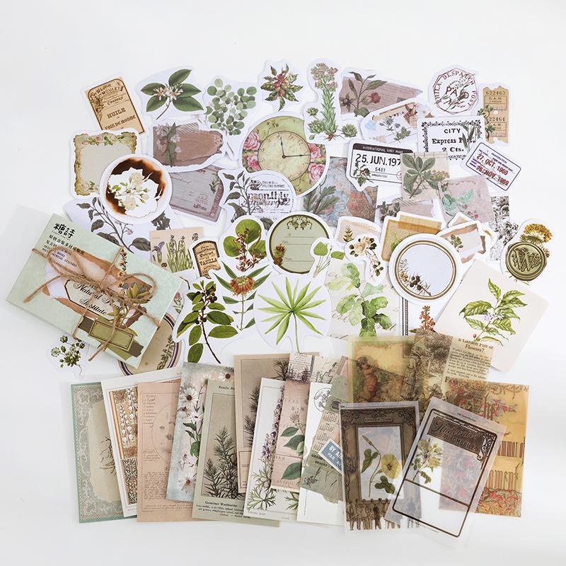 60pcs/Vintage Stationery Stickers Aesthetic Junk Journal Paper Diary Scrapbook Junk Journal Accessories Art Supplies Sticker