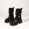Мода 2024 Новые Зимние Женские Ботильоны в Панк Стиле Модная Толстая Подошва Передние Молнии Короткие Ботинки Женские Элегантные Туфли на Платформе с Пряжкой