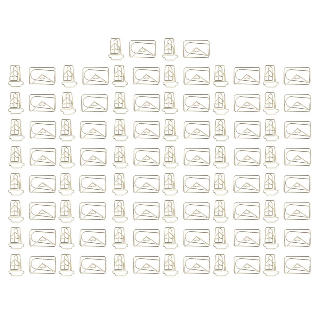 100 шт. Забавные скрепки для планера, не ржавеющие, с гальваническим покрытием, скрепки для конвертов, кофейных чашек, золотистые, для