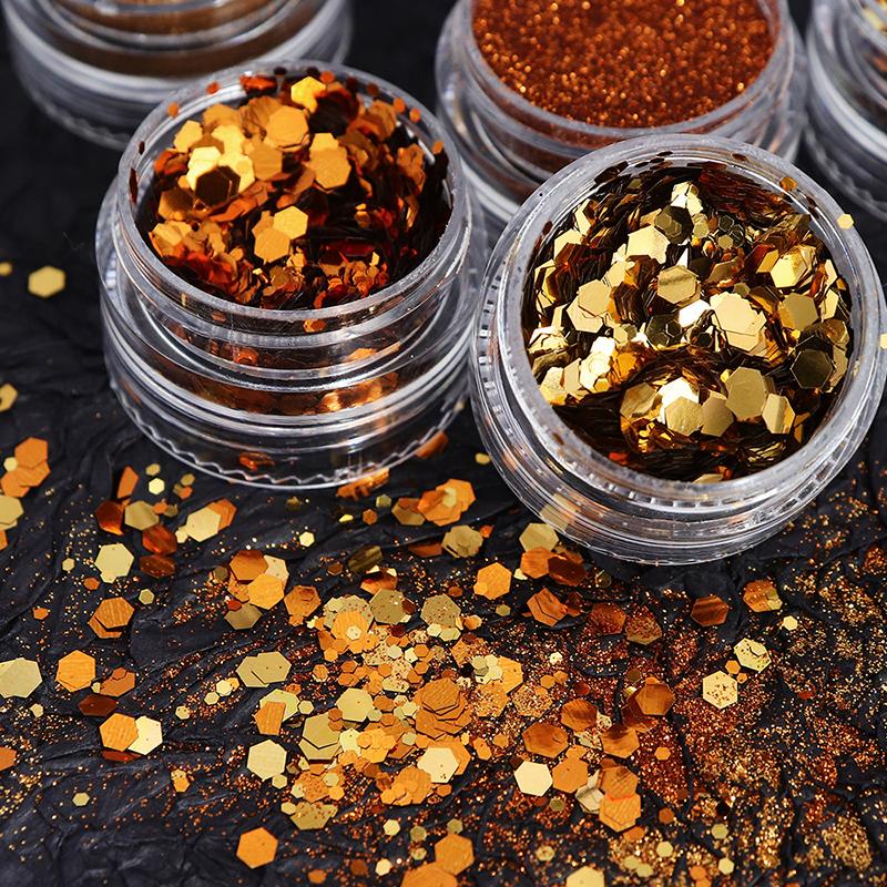 6 бутылок/набор DIY украшения для ногтей осенние кленовые листья блестки для дизайна ногтей блестящие наклейки сверла для ногтей маникюрный дизайн аксессуары