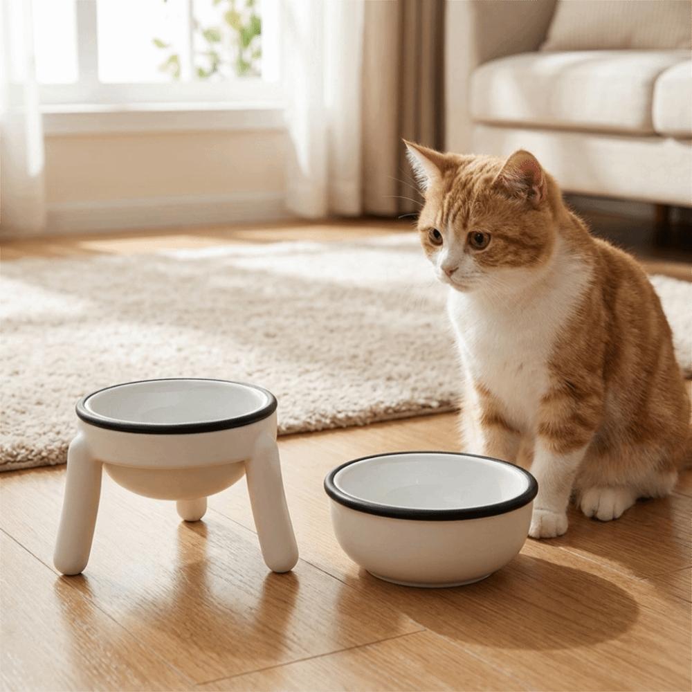 3D-печать Держатель для миски с кошачьим кормом Защита шеи Антиопрокидывание Стойка для мисок для домашних животных Пластиковая приподнятая подставка для мисок Кормление домашних животных