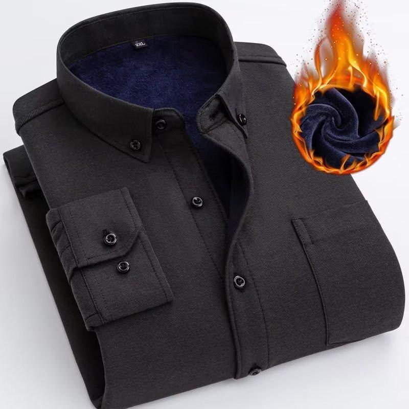 Новая осенне-зимняя деловая универсальная рубашка-куртка, мужская однотонная теплая рубашка с длинными рукавами, повседневная рубашка для активного отдыха