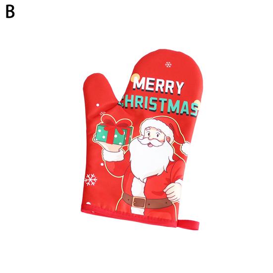 Рождественские утепленные перчатки Yousheng, утолщенные прихватки для выпечки, дизайн с петлей для подвешивания, термостойкие кухонные перчатки для выпечки, приготовления пищи на гриле