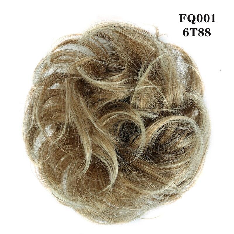 LUPU Messy Hair Bun with Elastic Band Natural Wig Bundle Ponytail Color Black Purple Pink