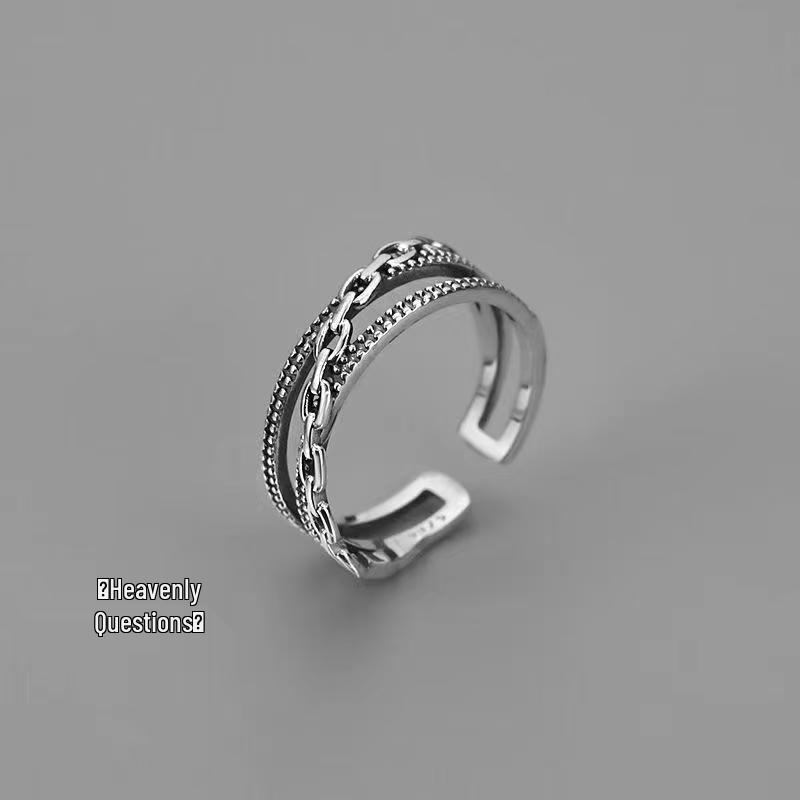 TEMU Men's Adjustable Hip-Hop Statement Ring - Versatile & Stylish