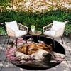 Beagle and flowers pattern round rug,Carpet Rug for Living Room Bedroom  Playroom ,Non-slip Floor Mat,Holiday Gifts and Birthday Gifts.
