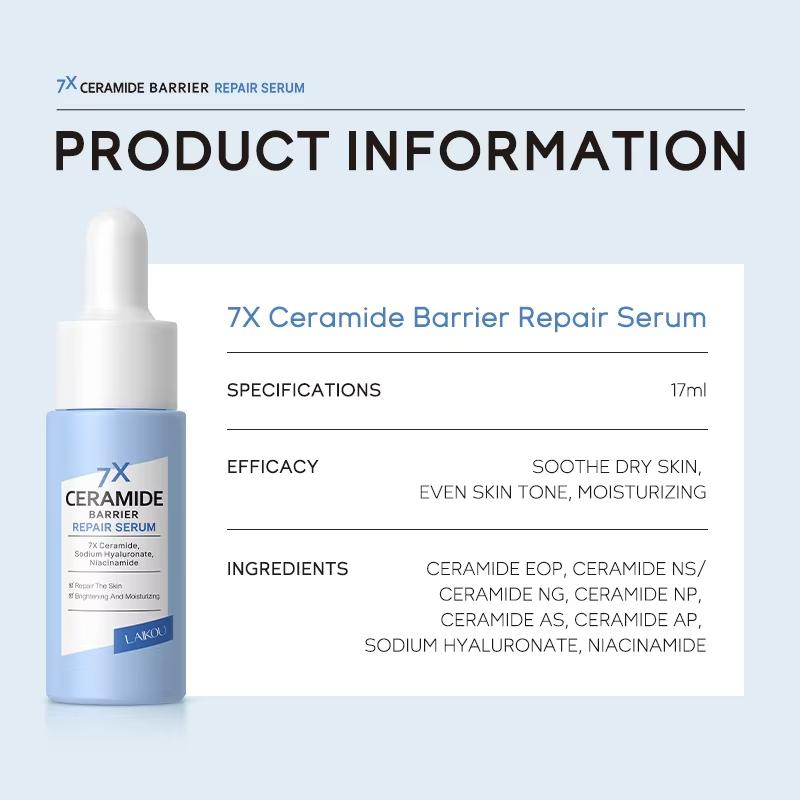 LAIKOU 7X Ceramide Barrier Repair Face Serum Anti Aging Even Skin Nourish Soothing Deep Moisture Facial Serum Skincare 17ml