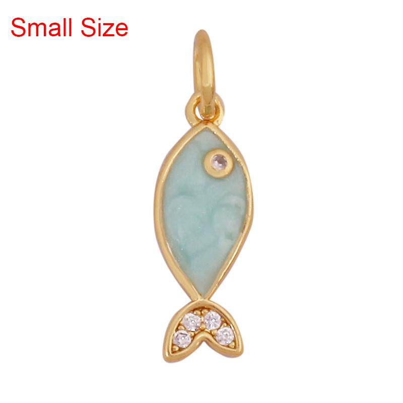 Marine Organism Sea Horse Turtle Fish Conch Shell Starfish Charm Pendant,Real 8K Gold Plated Zircon Jewelry Finding Supplies S05