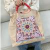 Cashew Flower Women's Embroidered Canvas Tote & Nylon Crossbody Handbag – Foldable & Portable Shoulder Bag